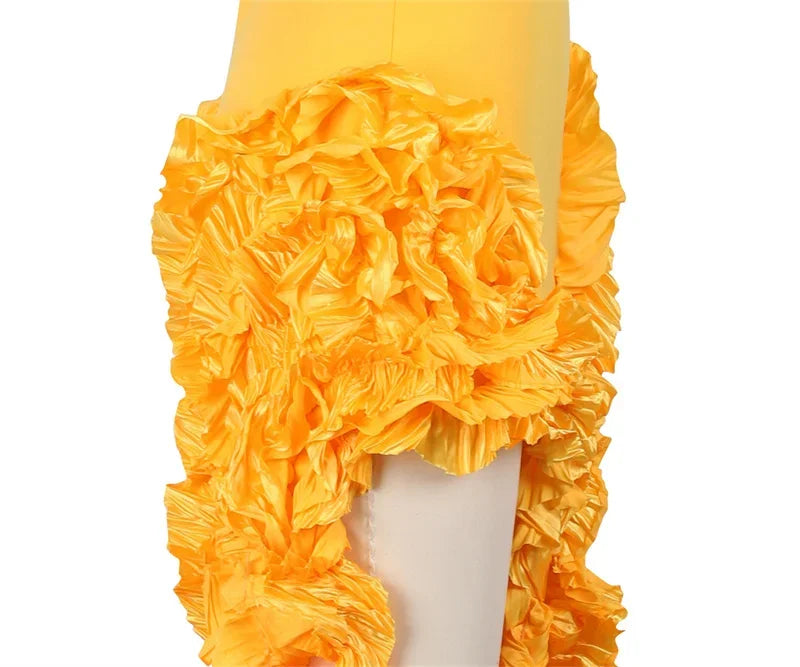 Elegant Ruffles Tassel Birthday Dress for Women 2024 Night Party Celebrity Irregular Strapless Sleeveless Evening Long Dresses