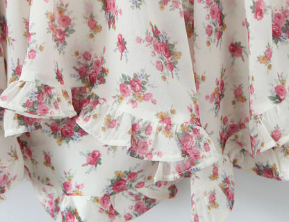 Boho Floral Print Ruffle Mini Dress Women Front Button Long Sleeve V Neck Spring Dresses 2025 Holiday Robe Short Vestidos