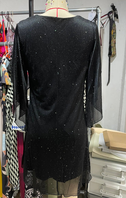 New Dresses for Women Summer Short Sleeve V-Neck Women Dress Fashion Loose Black Dress Women Vestidos De Verano Mujer 2025 Q103