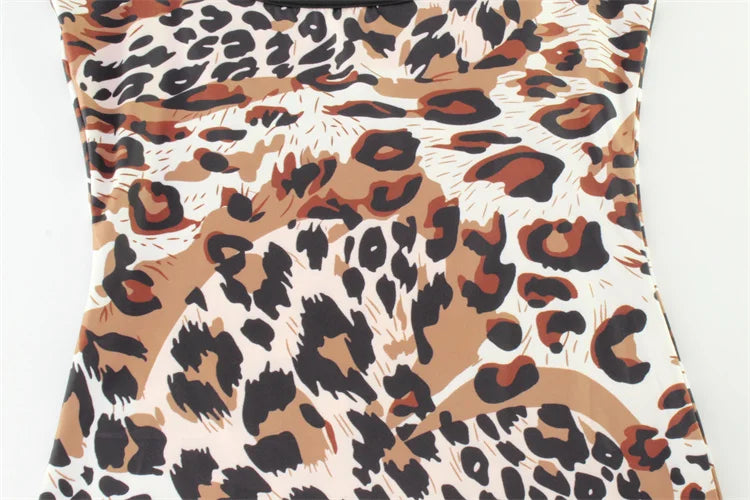 Fashion Sexy Summer Leopard Printed Women Dresses Backless Streetwear Regular Casual Camisole Strapless Skinny Vestidos Robes