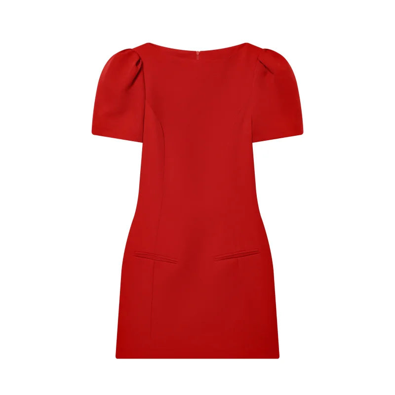 ETJ 2025 women's new products are elegant and stylish Short dress with a boat neck and short sleeves with pleats  black dress