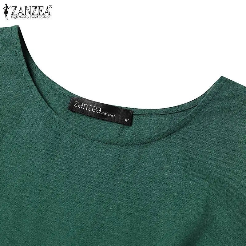 2024 Summer Dress ZANZEA Fashion Sleeveless Beach Vestidos Office Work Sundress Women Elegant Solid Color Dresses Robe Femme