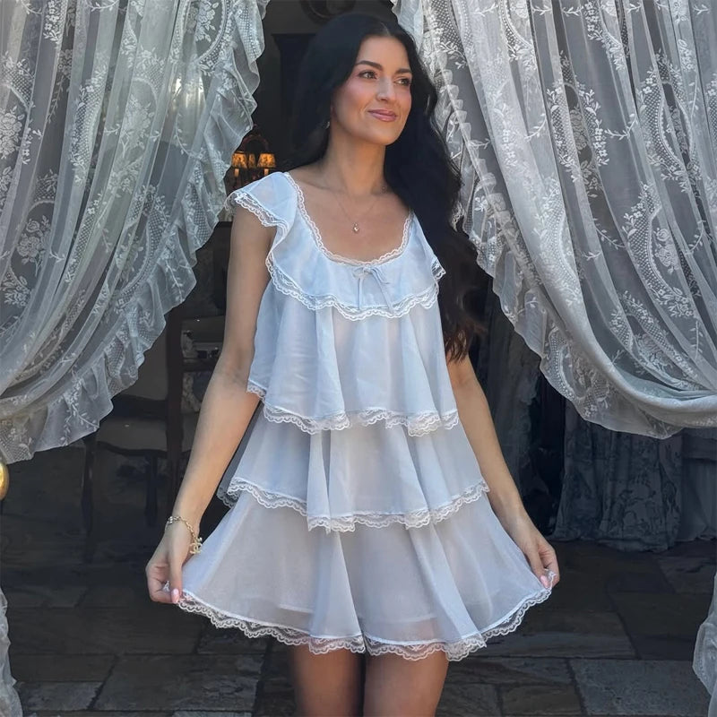 Women Solid Halter Neck Ruffle Long Dress Elegant Sleeveless Chiffon Tiered Waist Cinching Maxi Dresses 2026 New Street Vestidos