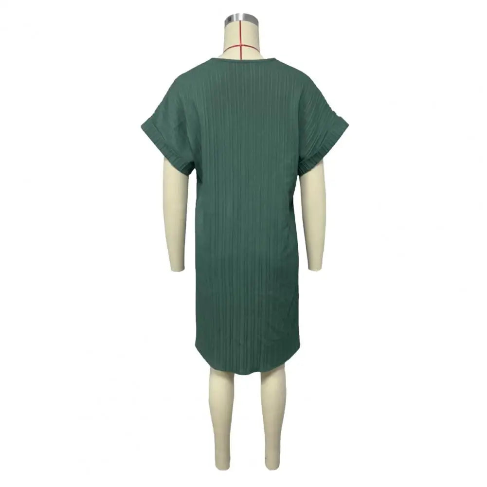 Summer Women Dress V Neck Button Short Sleeves Loose Casual Loose Fit Button Dress Summer Loose Lady Short Dress Women Dresses