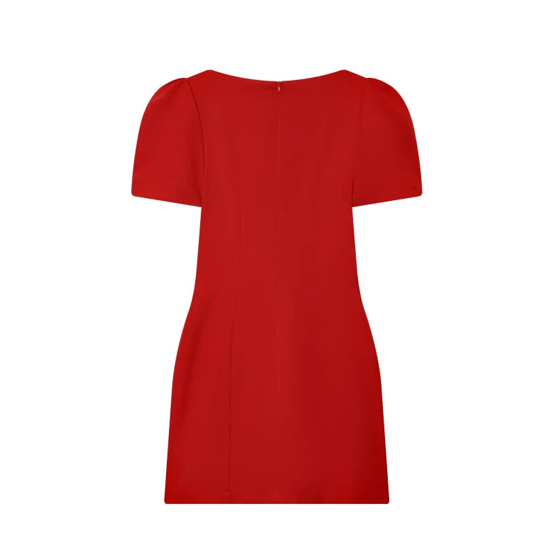 ETJ 2025 women's new products are elegant and stylish Short dress with a boat neck and short sleeves with pleats  black dress