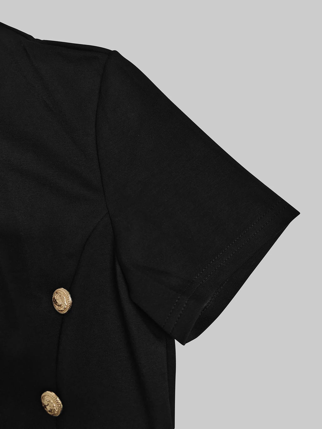Modigirl Wedding Black Dresses for Women Gold Button Clothes Asymmetrical 2025 Summer Woman Short Sleeves Party Maxi Dresses