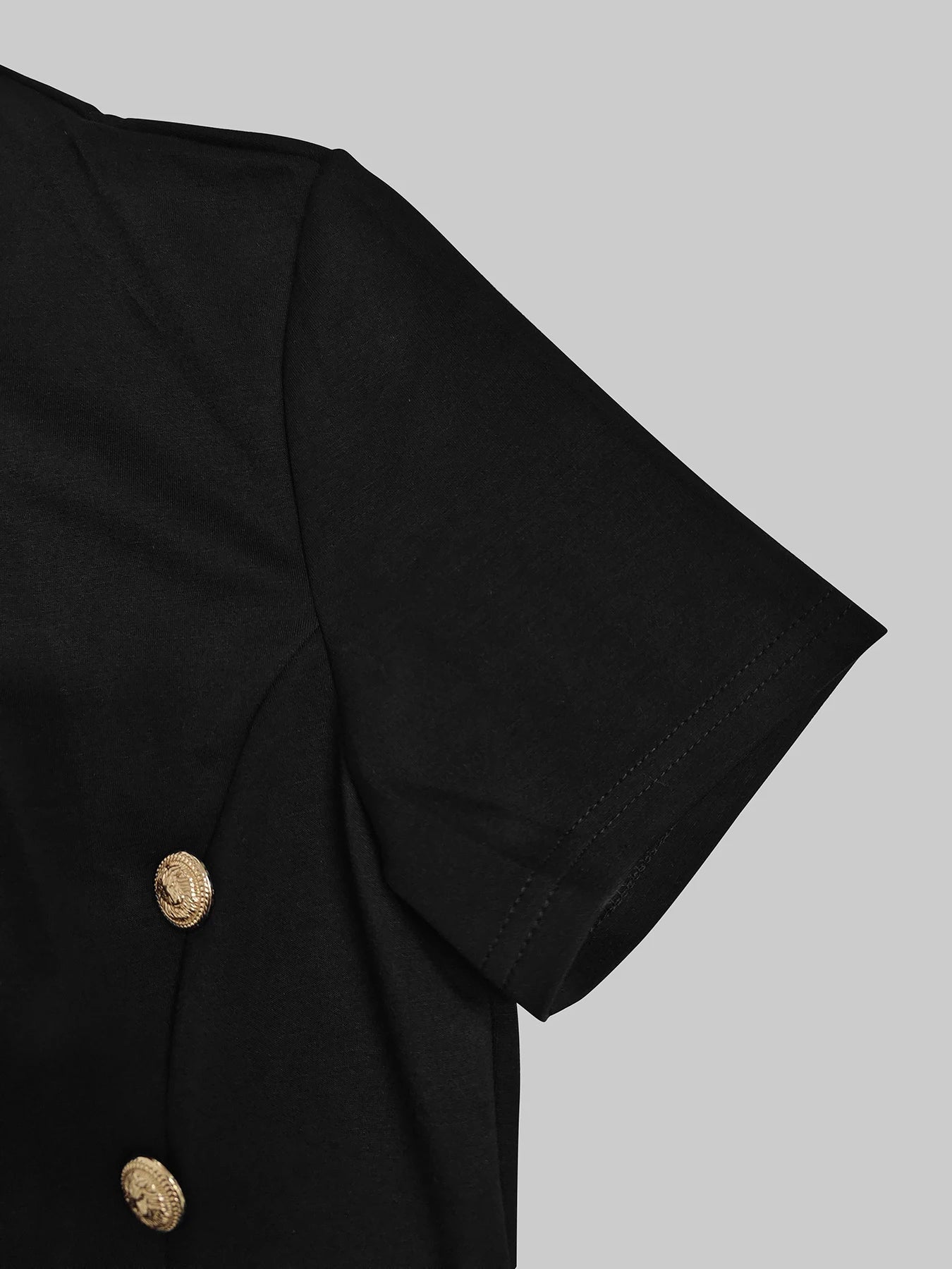 Modigirl Wedding Black Dresses for Women Gold Button Clothes Asymmetrical 2025 Summer Woman Short Sleeves Party Maxi Dresses