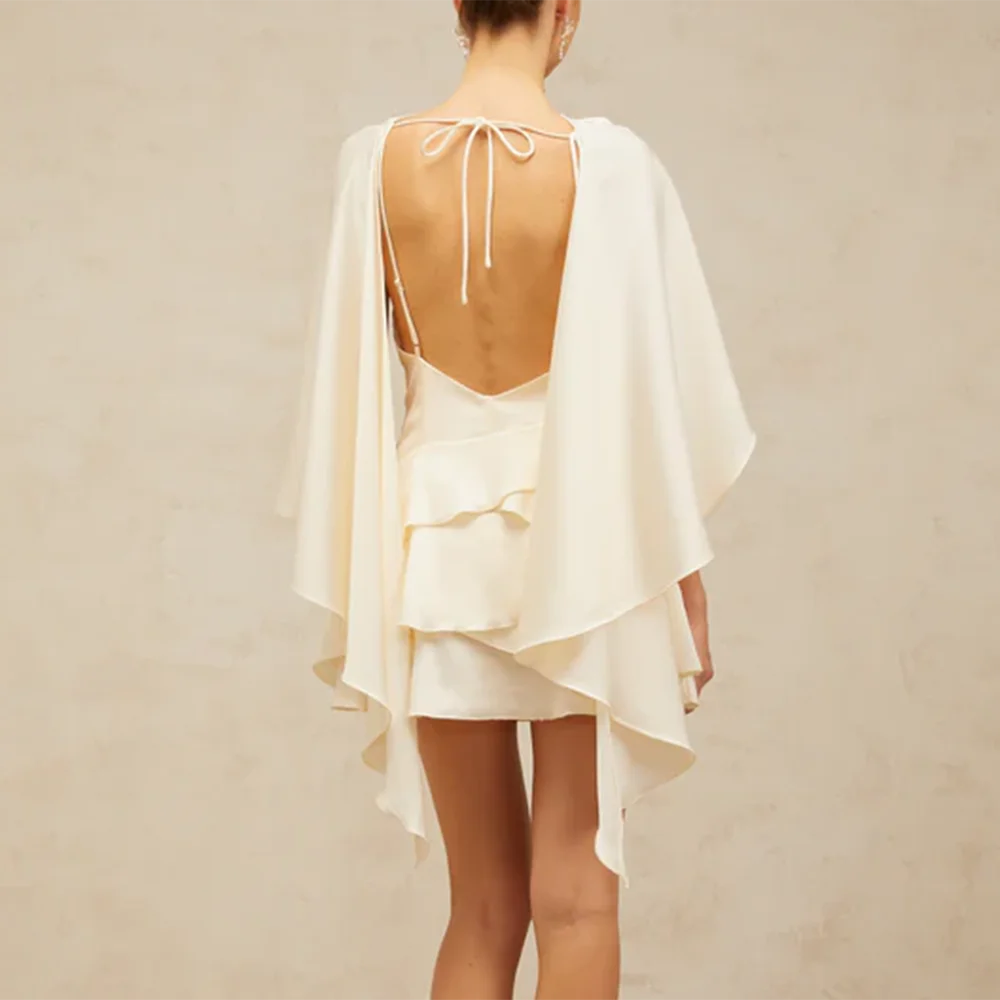 TWOTWINSTYLE Spliced Ruffles Slimming Dresses for Women Strapless Sleeveless High Waist Dress Patchwork Shawl Dress Female