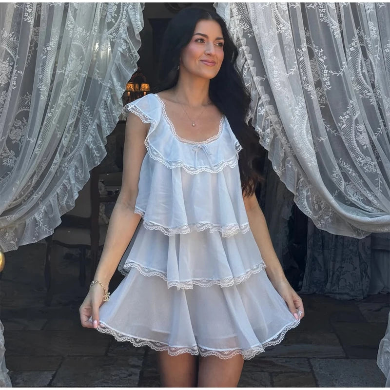 Women Solid Halter Neck Ruffle Long Dress Elegant Sleeveless Chiffon Tiered Waist Cinching Maxi Dresses 2026 New Street Vestidos