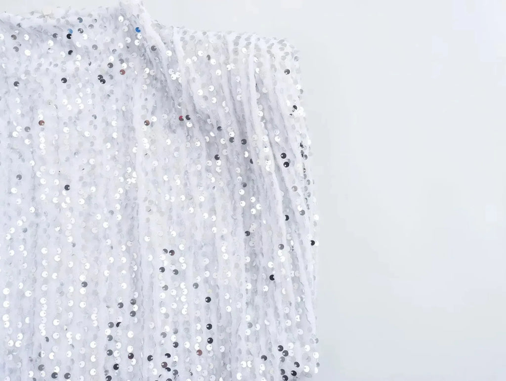 KONDALA 2026 Spring Women Sequined Party Dresses Shoulder Pad Sheath Mini Dress Sleeveless Valentine‘s Day Women Elegant Dresses