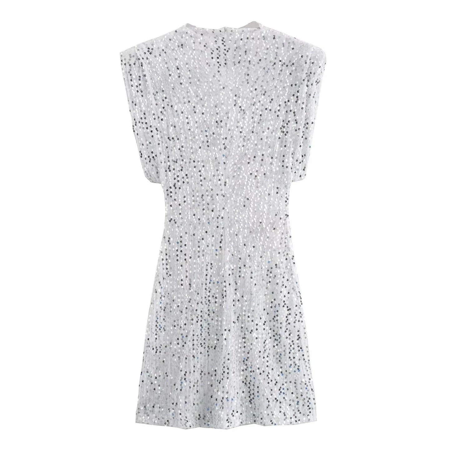 KONDALA 2026 Spring Women Sequined Party Dresses Shoulder Pad Sheath Mini Dress Sleeveless Valentine‘s Day Women Elegant Dresses