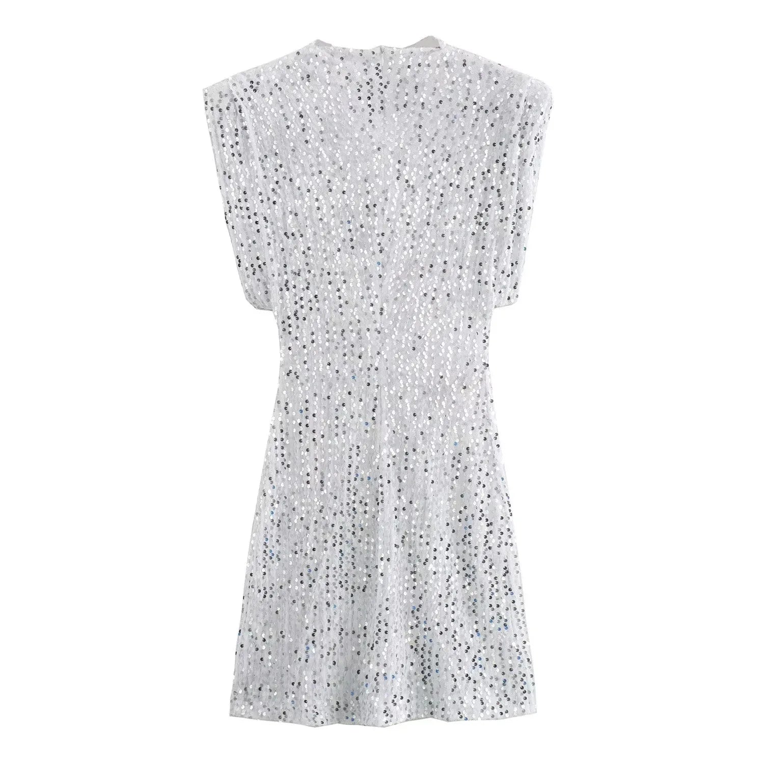 KONDALA 2026 Spring Women Sequined Party Dresses Shoulder Pad Sheath Mini Dress Sleeveless Valentine‘s Day Women Elegant Dresses