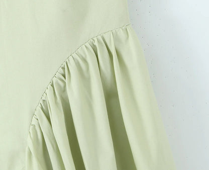 YENKYE Sexy Backless Green Elegant Halter Dress For Women Low Waist A-line Midi Summer Evening Party Dresses Cotton Robe