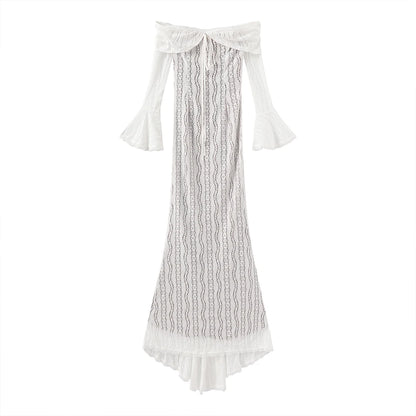 Suninheart White Evening Dresses for Events Red Long Sleeve Lace Elegant Party Dresses 2025 Women Luxury Wedding Prom Dress Gown
