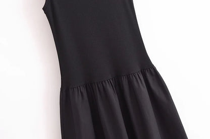 MUJER Black Pleated Long Dresses for Women Knitted Sleeveless Maxi Dress Woman Vintage Party Womens Dresses Spring Casual Dress
