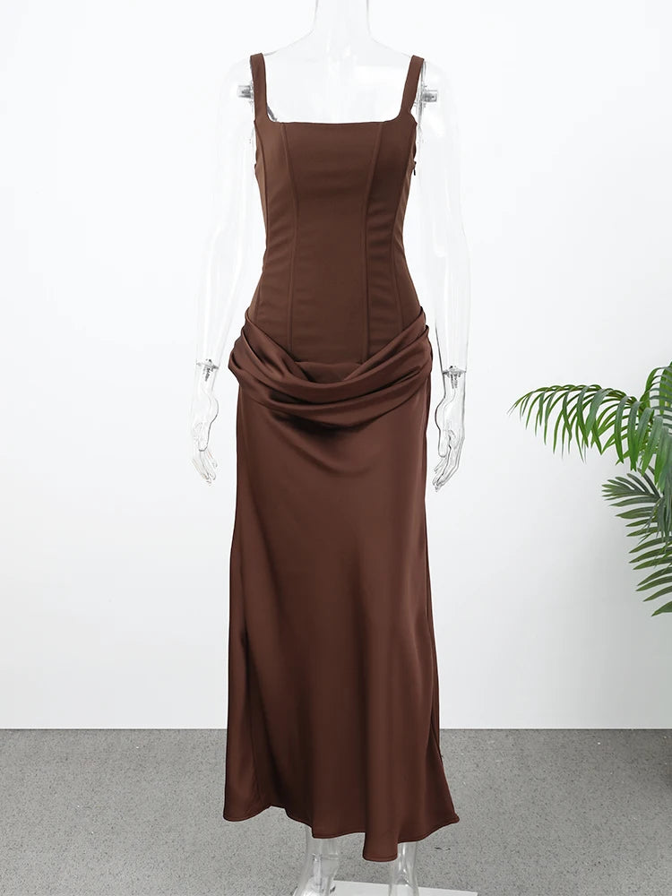 Sexy Square-neck Halter Mini Dress Women Pleated Sleeveless Backless High Waist Bodycon Dresses 2026 New Summer Lady Party Robe