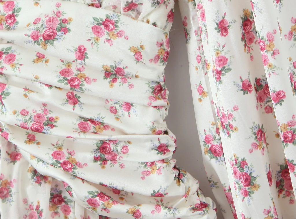 Boho Floral Print Ruffle Mini Dress Women Front Button Long Sleeve V Neck Spring Dresses 2025 Holiday Robe Short Vestidos