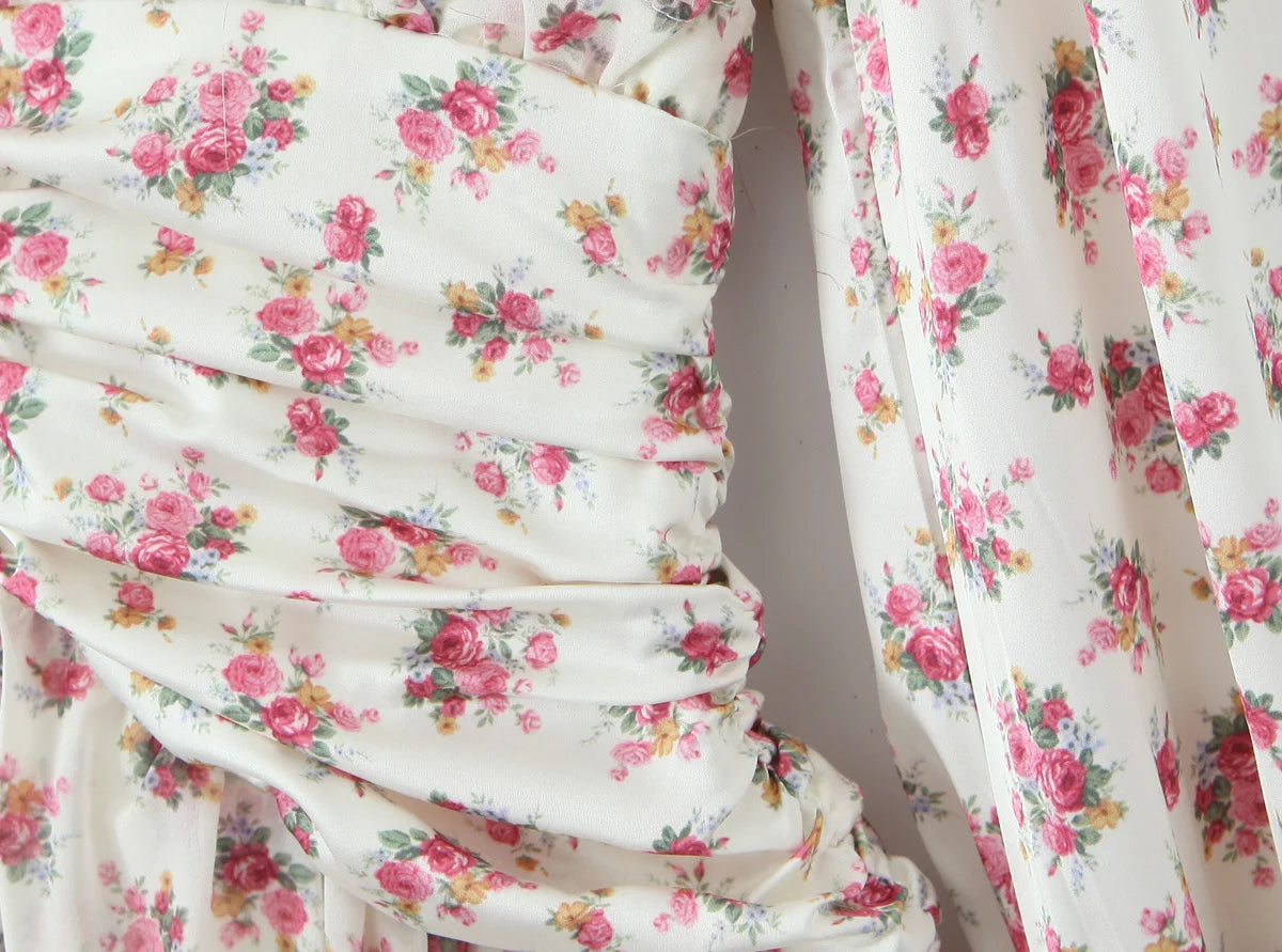 Boho Floral Print Ruffle Mini Dress Women Front Button Long Sleeve V Neck Spring Dresses 2025 Holiday Robe Short Vestidos