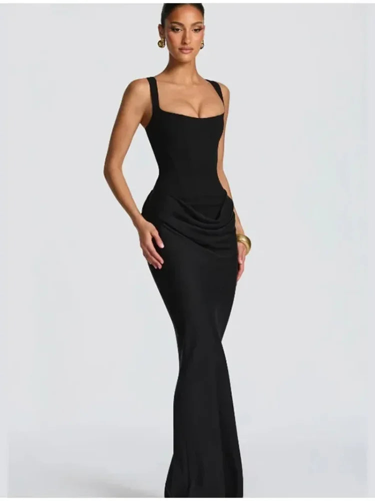 Sexy Square-neck Halter Mini Dress Women Pleated Sleeveless Backless High Waist Bodycon Dresses 2026 New Summer Lady Party Robe