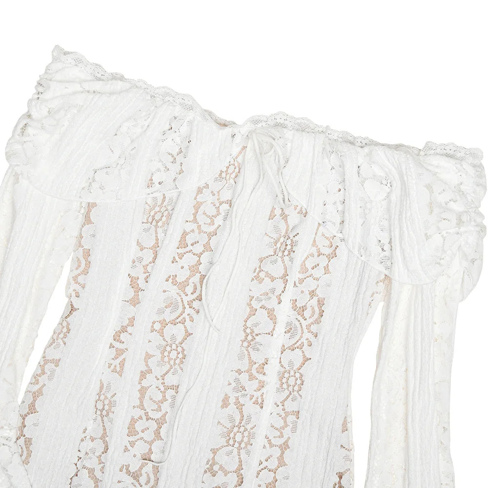 Suninheart White Evening Dresses for Events Red Long Sleeve Lace Elegant Party Dresses 2025 Women Luxury Wedding Prom Dress Gown
