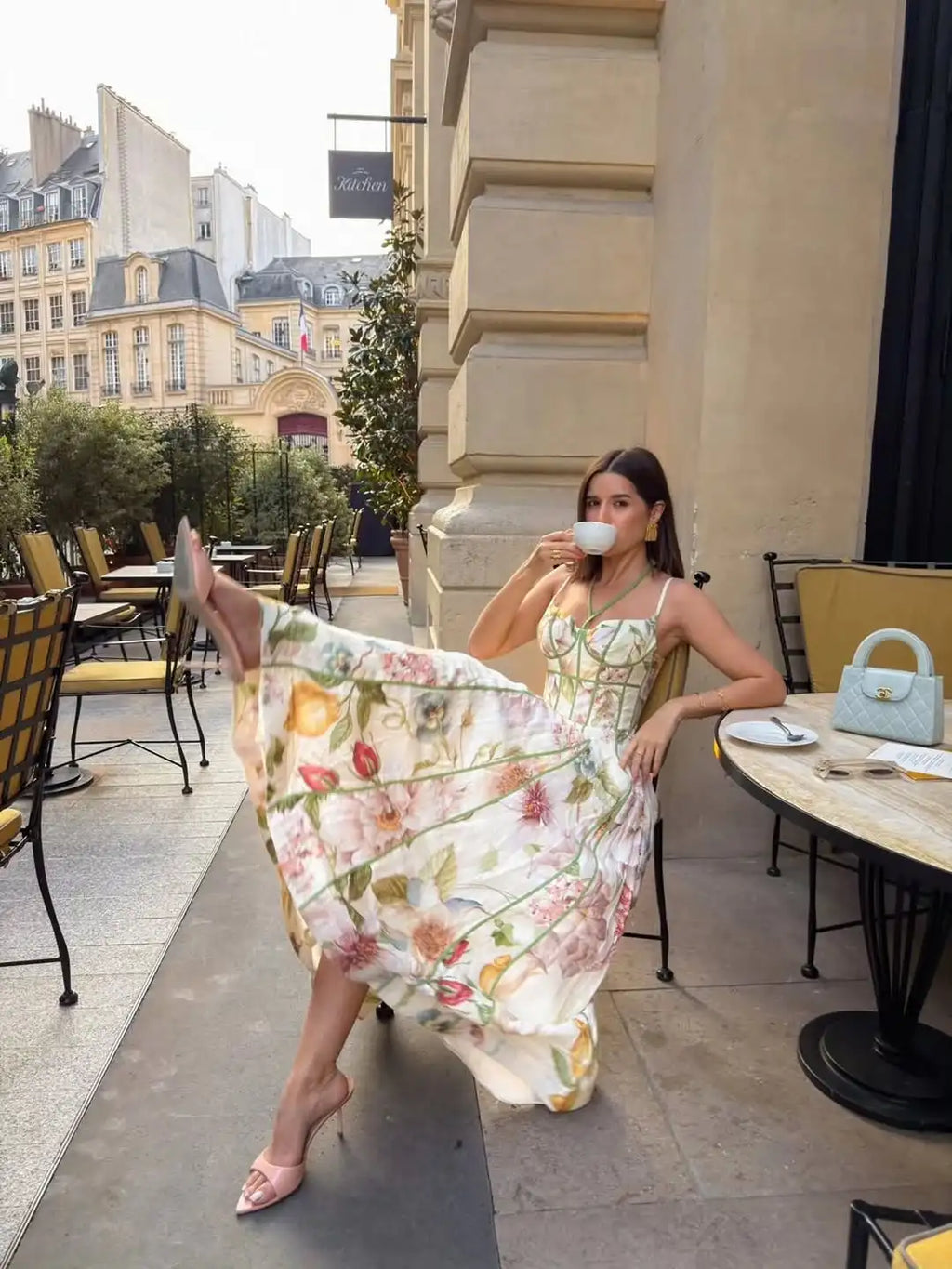 Women Chic Printed Gathered Large Swing Dress Sexy Sleeveless High Waist Slim Fit Sling Dresses 2026 New Lady Party Club Gowns
