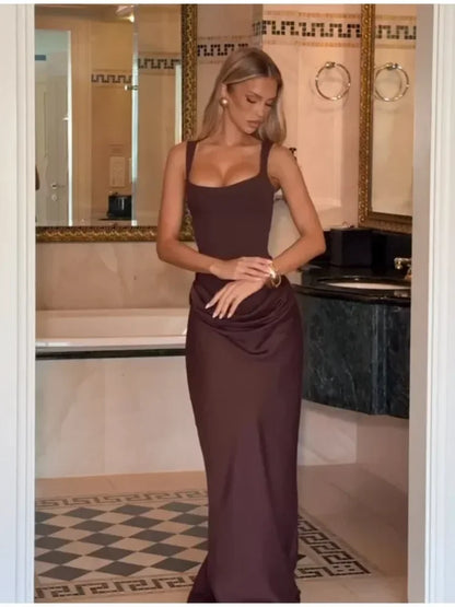 Sexy Square-neck Halter Mini Dress Women Pleated Sleeveless Backless High Waist Bodycon Dresses 2026 New Summer Lady Party Robe