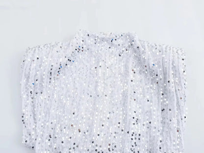 KONDALA 2026 Spring Women Sequined Party Dresses Shoulder Pad Sheath Mini Dress Sleeveless Valentine‘s Day Women Elegant Dresses