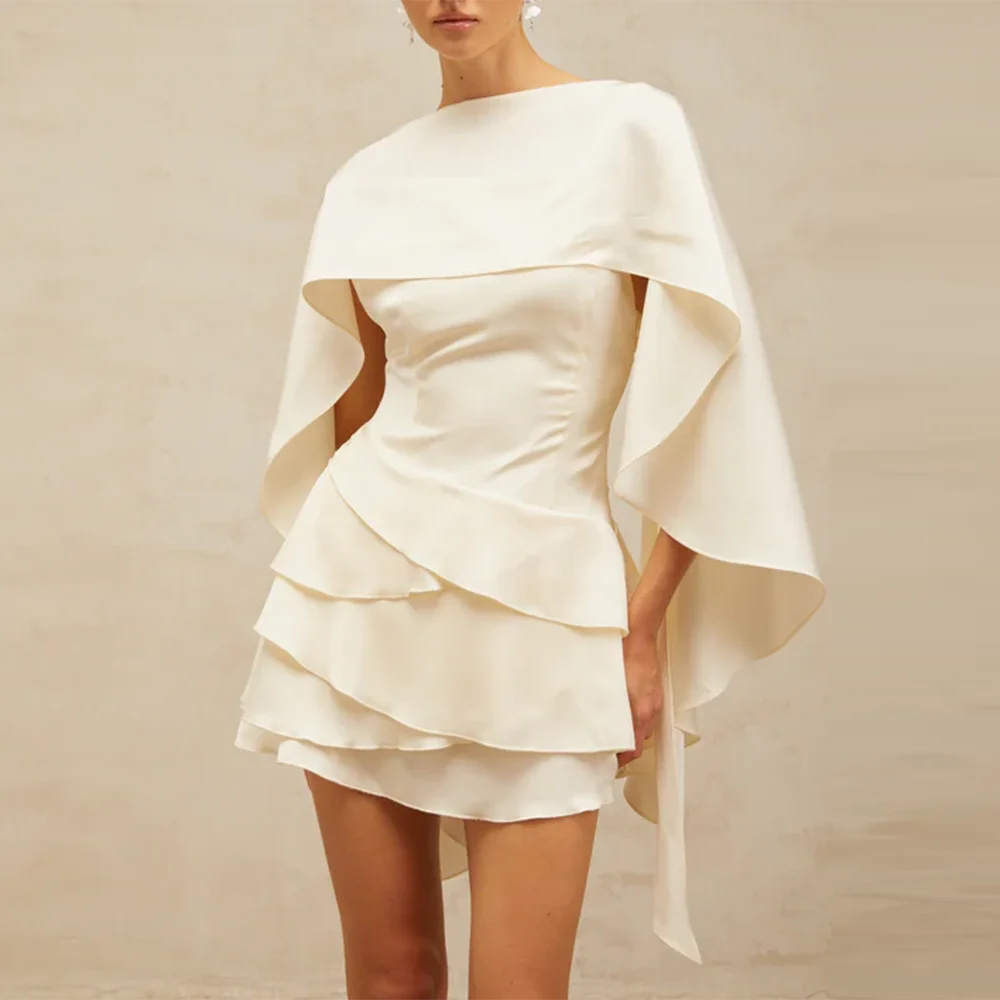 TWOTWINSTYLE Spliced Ruffles Slimming Dresses for Women Strapless Sleeveless High Waist Dress Patchwork Shawl Dress Female