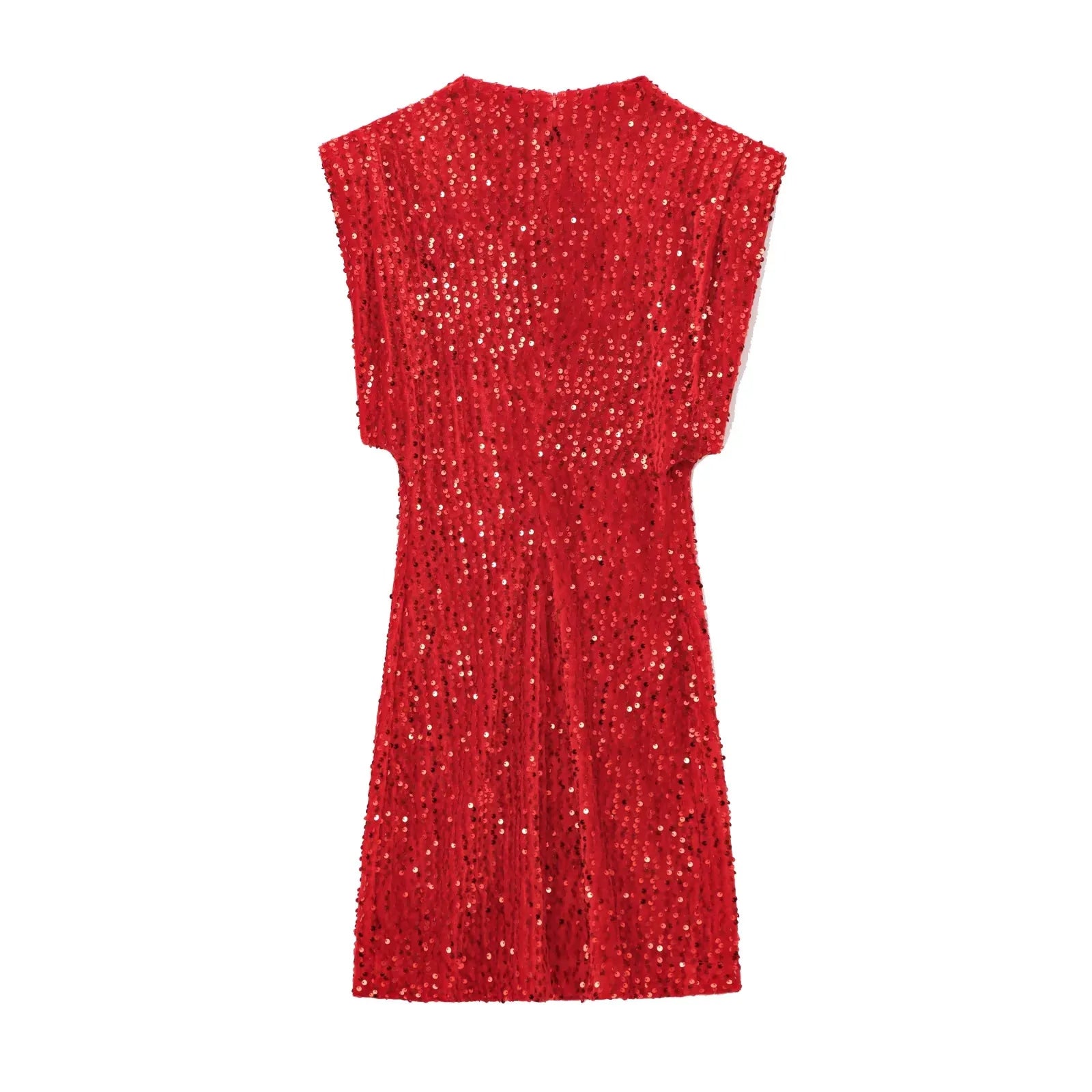 KONDALA 2026 Spring Women Sequined Party Dresses Shoulder Pad Sheath Mini Dress Sleeveless Valentine‘s Day Women Elegant Dresses