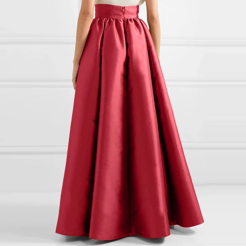 ZANZEA Women Satin Silk Black Maxi Long Skirts Elegant Luxury High Waisted A-Line Party Jupe Femme with Back Zipper Faldas Mujer