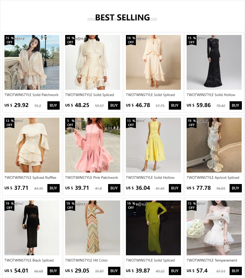 TWOTWINSTYLE Spliced Ruffles Slimming Dresses for Women Strapless Sleeveless High Waist Dress Patchwork Shawl Dress Female