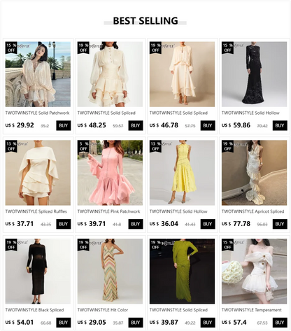 TWOTWINSTYLE Spliced Ruffles Slimming Dresses for Women Strapless Sleeveless High Waist Dress Patchwork Shawl Dress Female