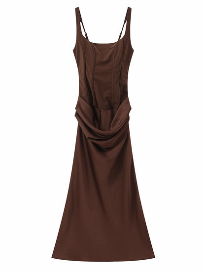 Sexy Square-neck Halter Mini Dress Women Pleated Sleeveless Backless High Waist Bodycon Dresses 2026 New Summer Lady Party Robe