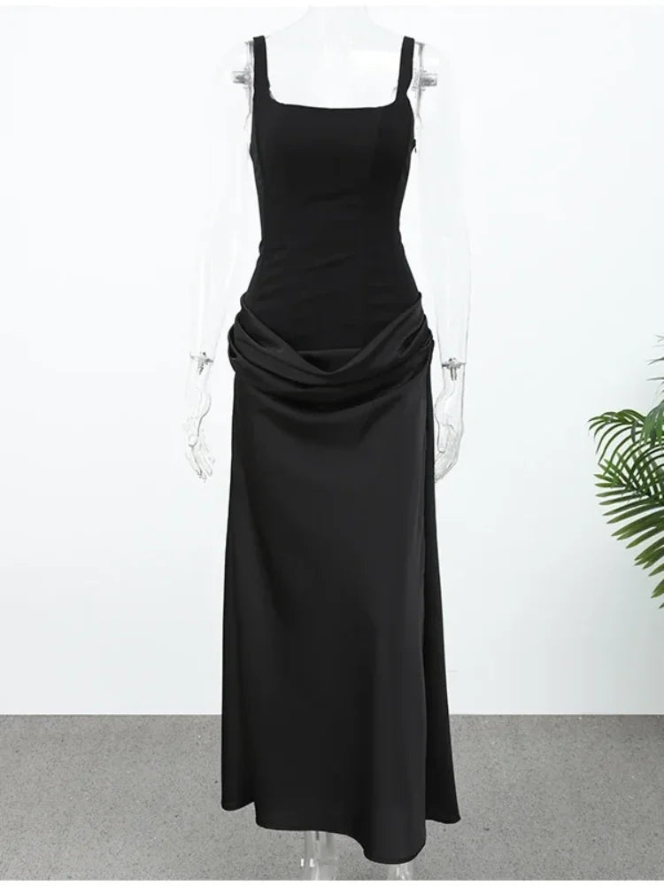 Sexy Square-neck Halter Mini Dress Women Pleated Sleeveless Backless High Waist Bodycon Dresses 2026 New Summer Lady Party Robe