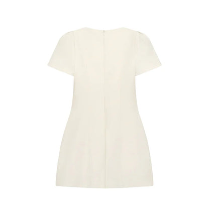 ETJ 2025 women's new products are elegant and stylish Short dress with a boat neck and short sleeves with pleats  black dress