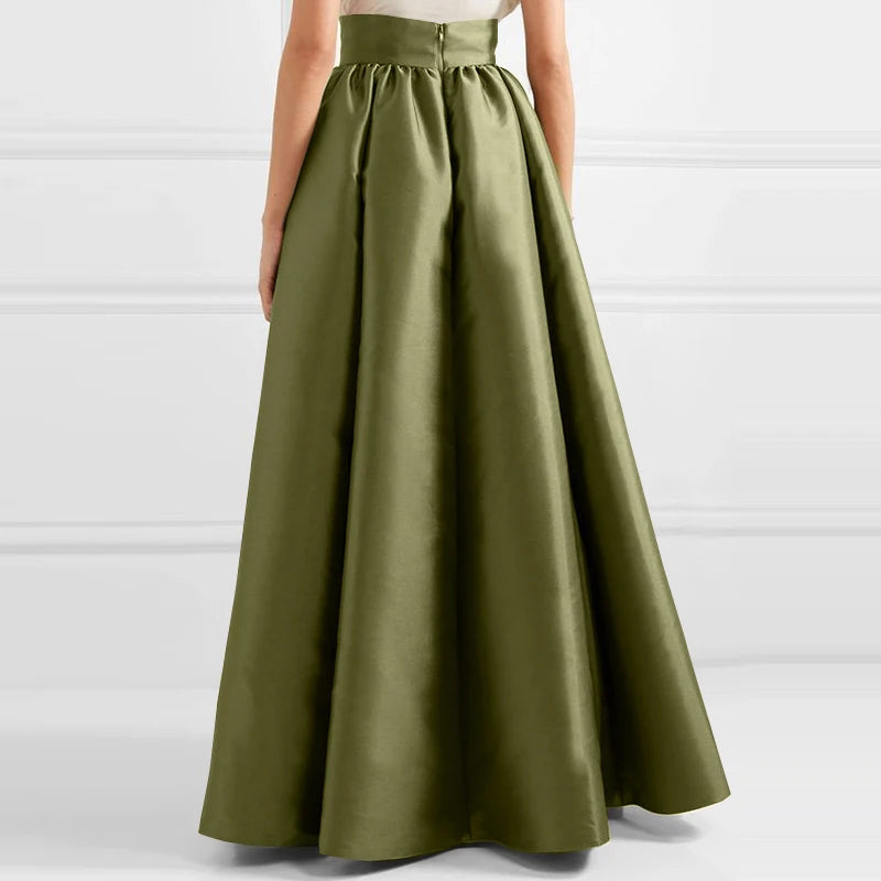 ZANZEA Women Satin Silk Black Maxi Long Skirts Elegant Luxury High Waisted A-Line Party Jupe Femme with Back Zipper Faldas Mujer