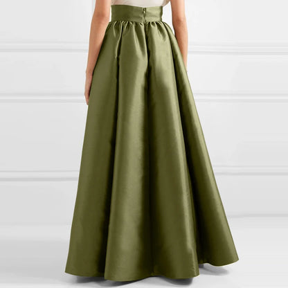 ZANZEA Women Satin Silk Black Maxi Long Skirts Elegant Luxury High Waisted A-Line Party Jupe Femme with Back Zipper Faldas Mujer