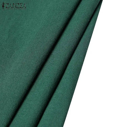 2024 Summer Dress ZANZEA Fashion Sleeveless Beach Vestidos Office Work Sundress Women Elegant Solid Color Dresses Robe Femme