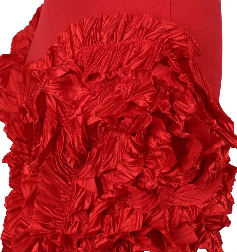 Elegant Ruffles Tassel Birthday Dress for Women 2024 Night Party Celebrity Irregular Strapless Sleeveless Evening Long Dresses