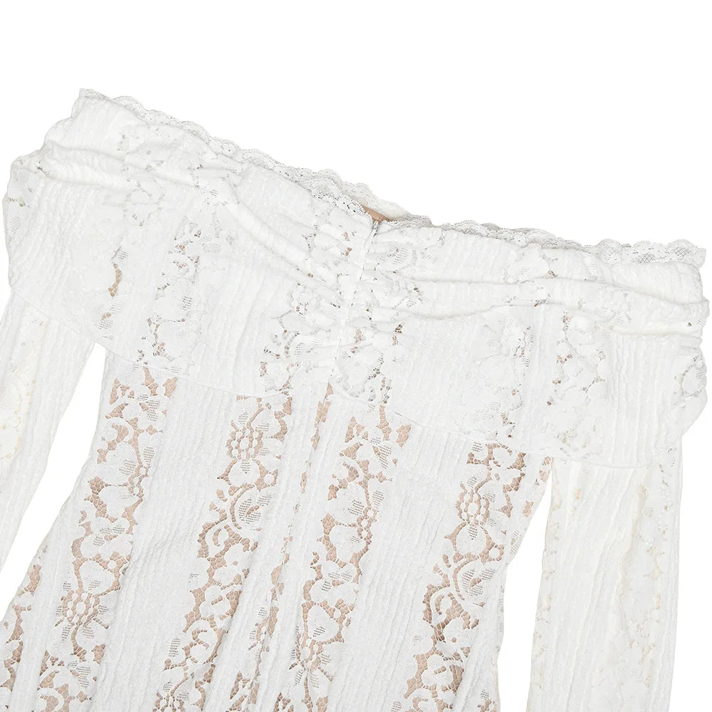Suninheart White Evening Dresses for Events Red Long Sleeve Lace Elegant Party Dresses 2025 Women Luxury Wedding Prom Dress Gown