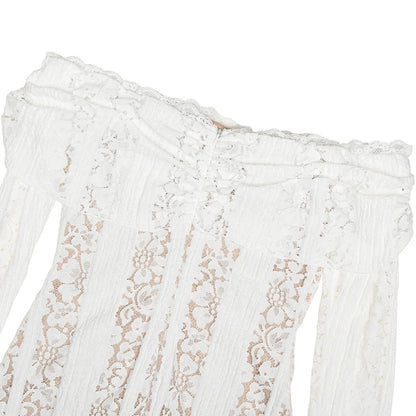 Suninheart White Evening Dresses for Events Red Long Sleeve Lace Elegant Party Dresses 2025 Women Luxury Wedding Prom Dress Gown