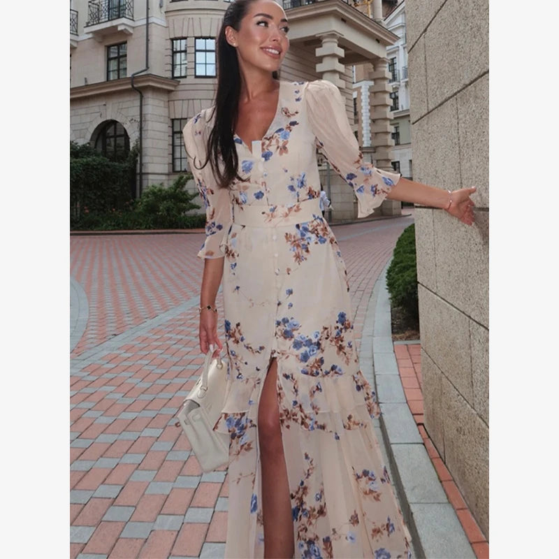 Women Chic Printed Gathered Large Swing Dress Sexy Sleeveless High Waist Slim Fit Sling Dresses 2026 New Lady Party Club Gowns