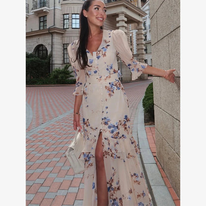 Women Chic Printed Gathered Large Swing Dress Sexy Sleeveless High Waist Slim Fit Sling Dresses 2026 New Lady Party Club Gowns