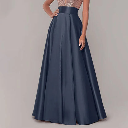 ZANZEA Women Satin Silk Black Maxi Long Skirts Elegant Luxury High Waisted A-Line Party Jupe Femme with Back Zipper Faldas Mujer