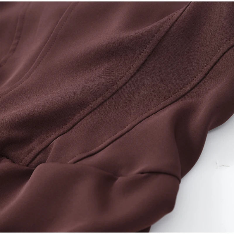 Solid Pleated Sling Dress Square Neck Sleeveless Off-shoulder Waist Cinching Slim Women Dresses Fashion Evening Party Gowns 2025