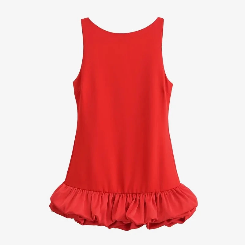 MUJER White Ruffle Mini Dress Women Sleeveless Bodycon Dress Woman off Shoulder Party Dresses Women Sexy Backless Women Dress