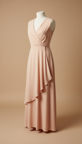 Crepe wrap dress in peach glow