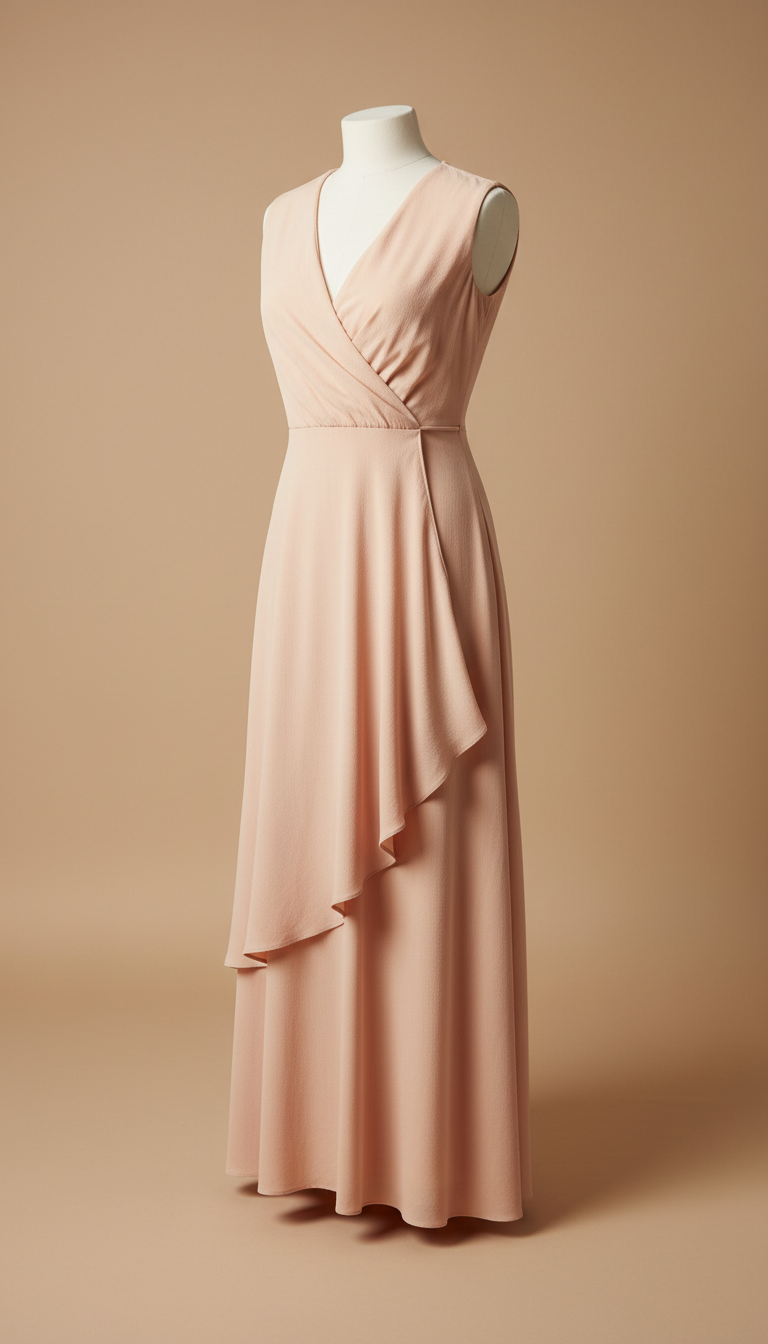 Crepe wrap dress in peach glow